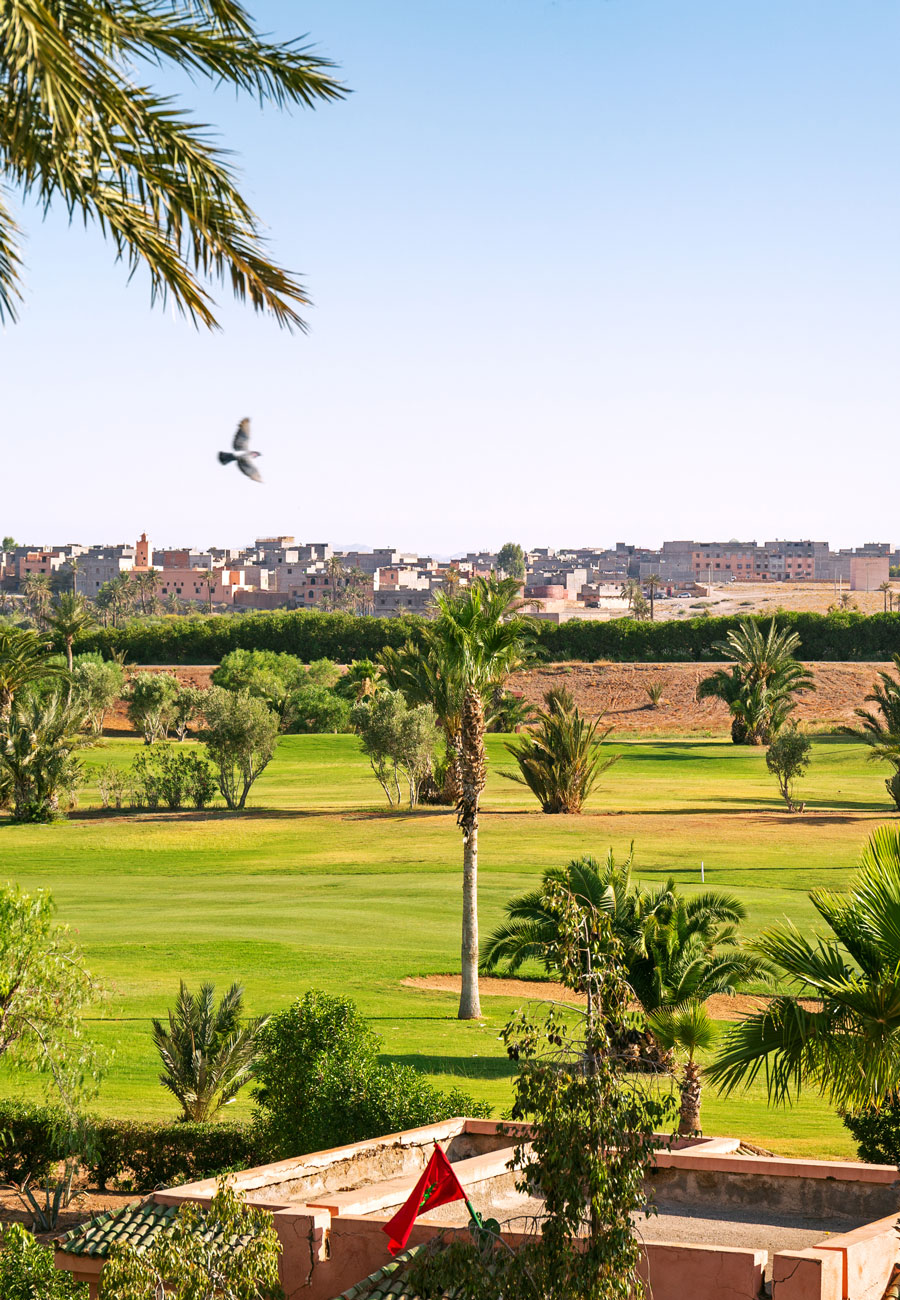 Golfplatz mit Palmen in Marokko